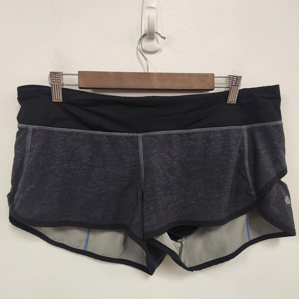 Lululemon Womens Pull On Low Rise 3in Speed Up Shorts Size 10 Gray Blue Lined